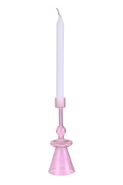 Glass Candle Holder | Set of 4 | Pink Candle Holders Casa Amarosa
