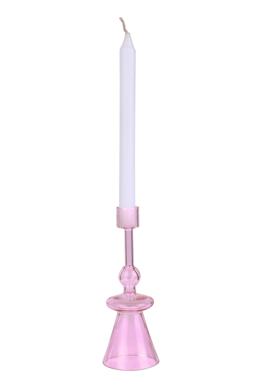 Glass Candle Holder | Set of 4 | Pink Candle Holders Casa Amarosa