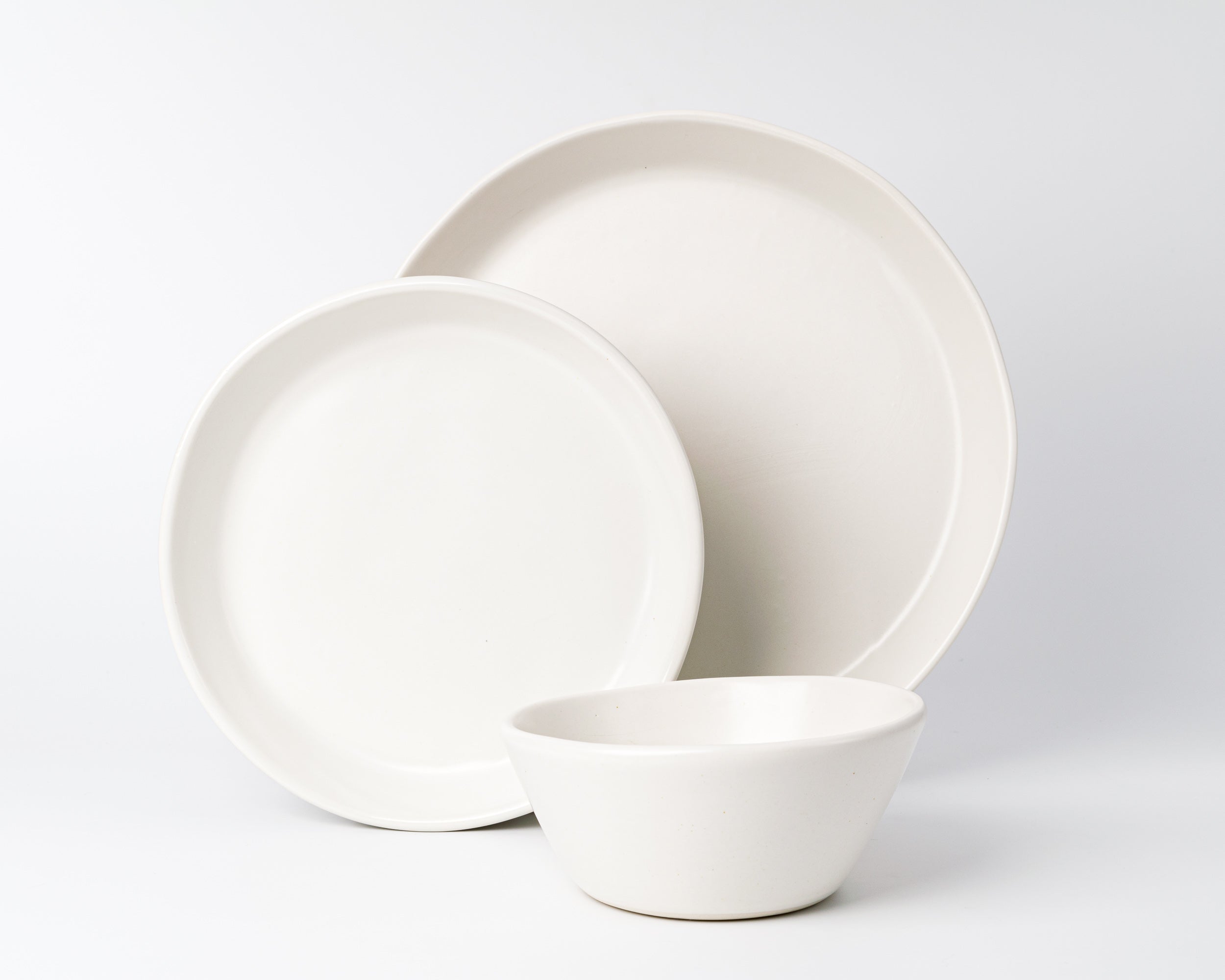 3 Piece Skali Coupe Dinner Setting Set Haand Matte White