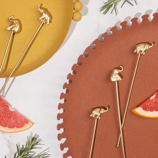 Brass elephant Cocktail Stirrers | Set of 4 Stirrer Casa Amarosa