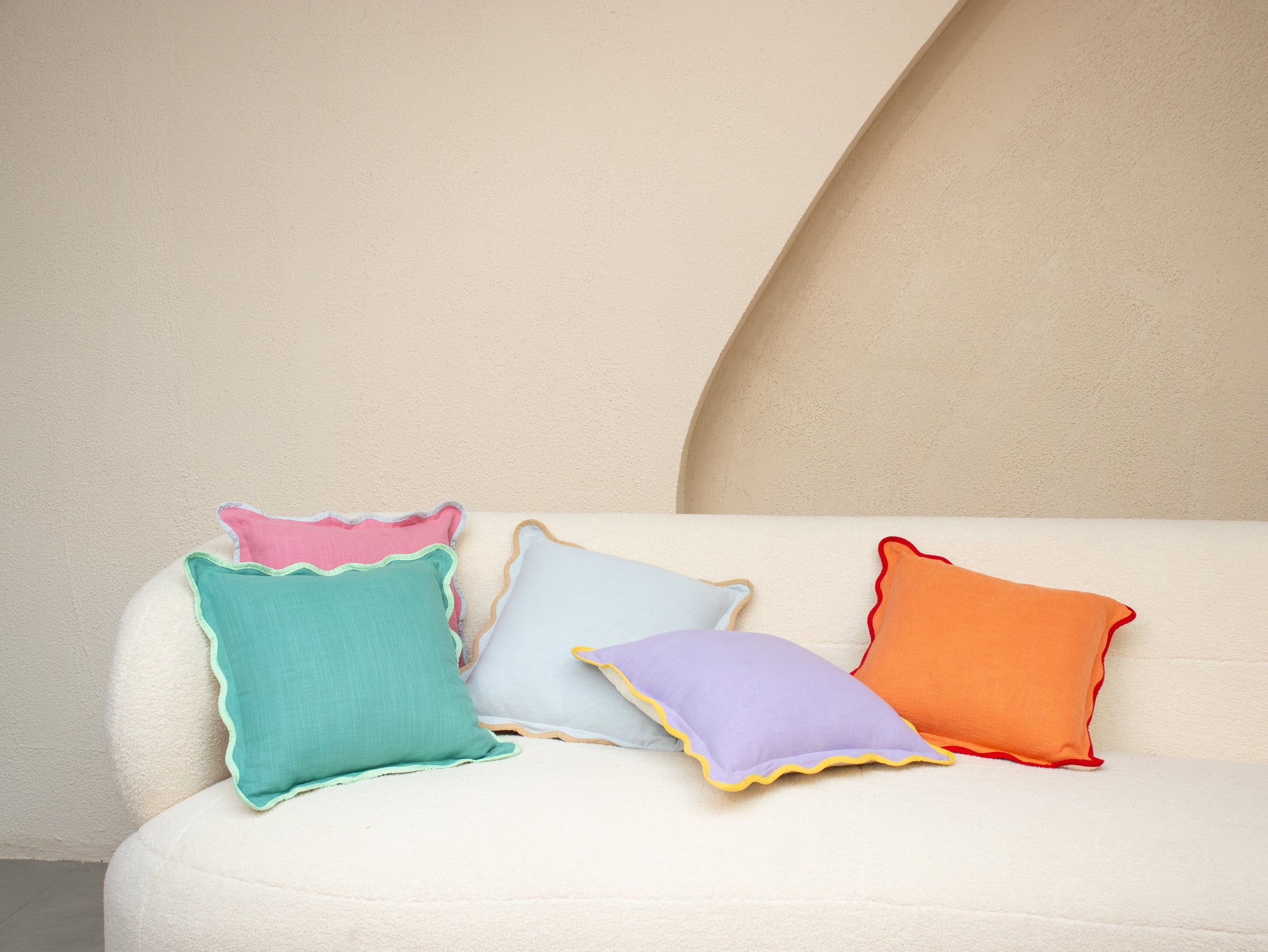 Handwoven Scallop Accent Cushion | Lavender Cushion Casa Amarosa