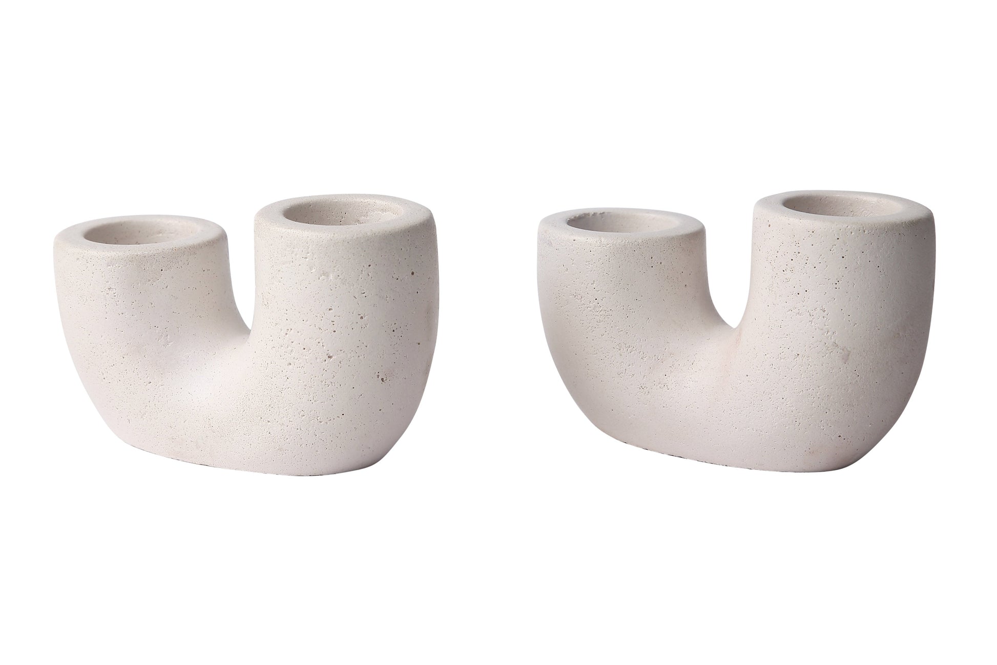 Nordic U-Shaped Concrete Candle Holder | Set of 2 | Ivory Candle Holders Casa Amarosa