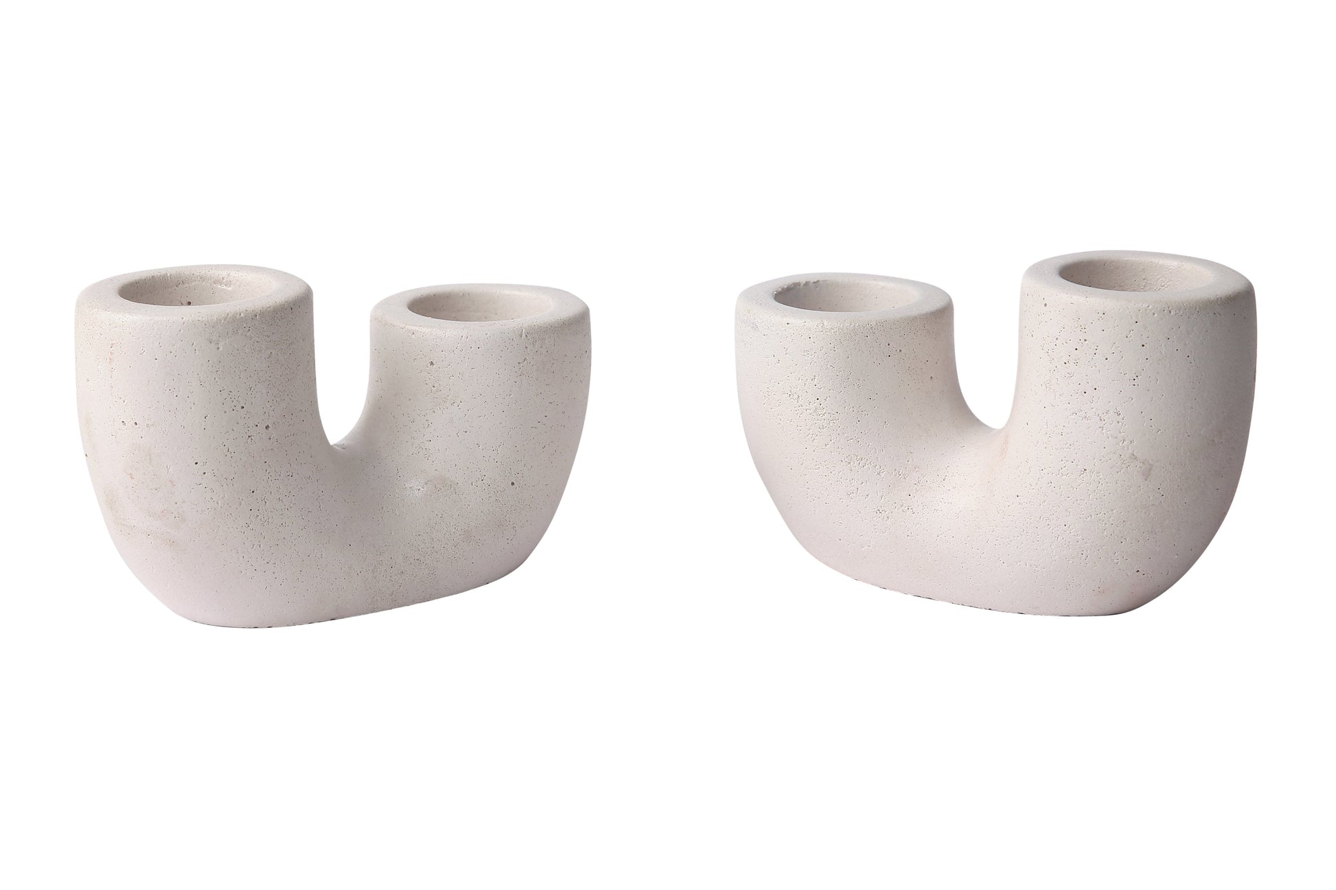 Nordic U-Shaped Concrete Candle Holder | Set of 2 | Ivory Candle Holders Casa Amarosa