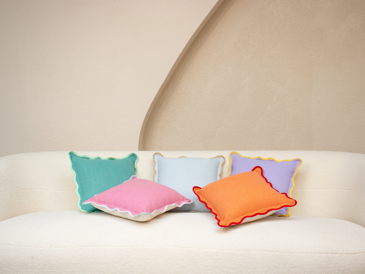 Handwoven Scallop Accent Cushion | Lavender Cushion Casa Amarosa