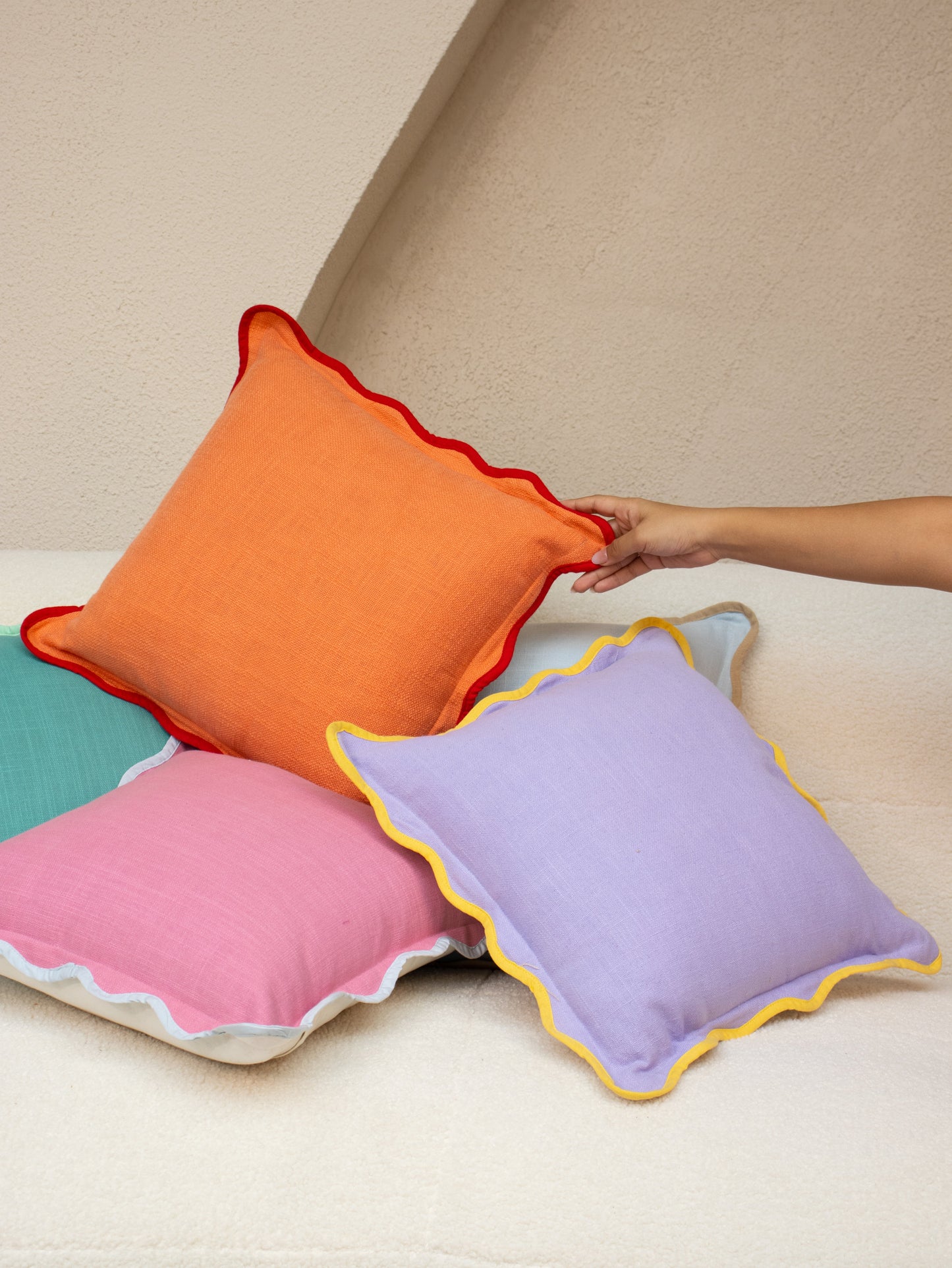 Handwoven Scallop Accent Cushion | Lavender Cushion Casa Amarosa