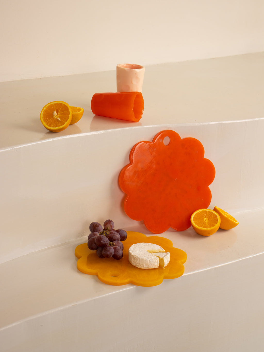 Scallop Resin Cheese Charcuterie Board | Orange board Casa Amarosa