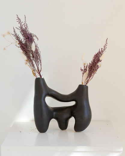 Symbiosis Clay Vase - Charcoal Black Vases atacama home