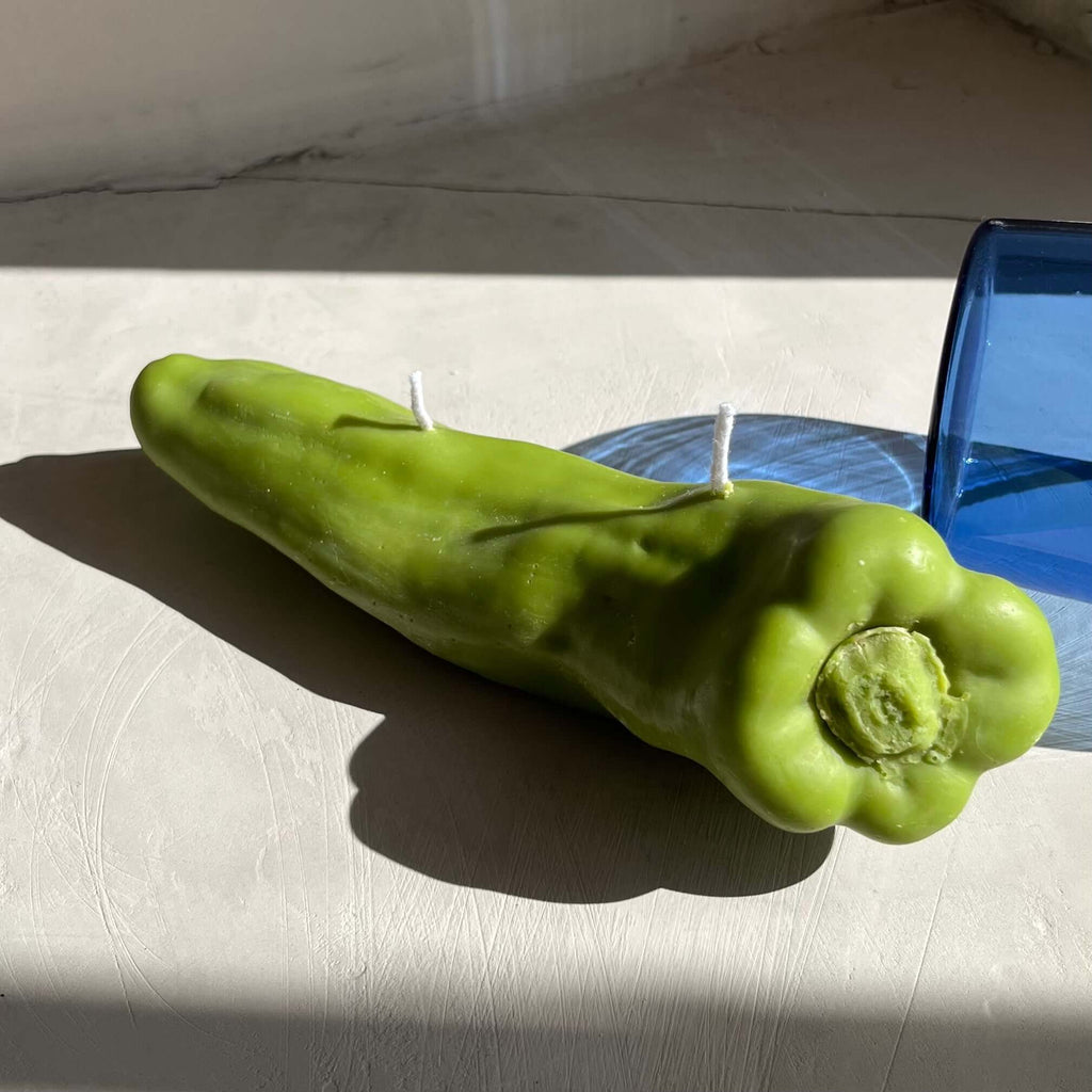 Chili Pepper Candle - Green, artisan handcrafted decor made from natural soy wax, adding a spice of life to your home.