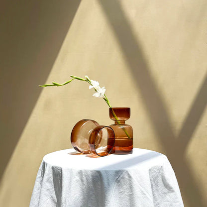 Slate Brown Handblown Glass Vase | Short vase Casa Amarosa