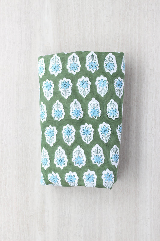 Poinsettia Table Throw | Sage & Uniform Blue The Mended Company
