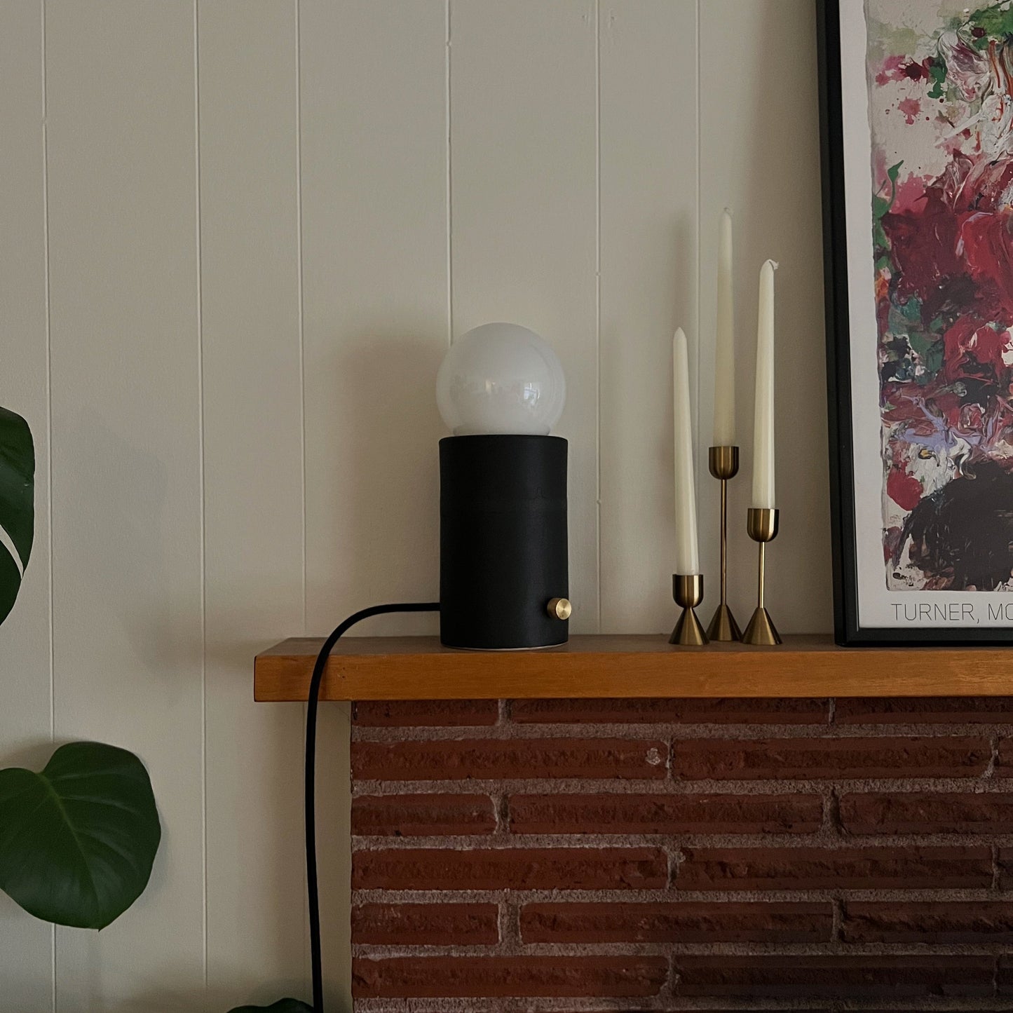 Pillar Lamp in Char | Handcrafted Ceramic Lamp