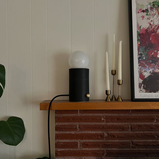 Pillar Lamp in Char | Handcrafted Ceramic Lamp