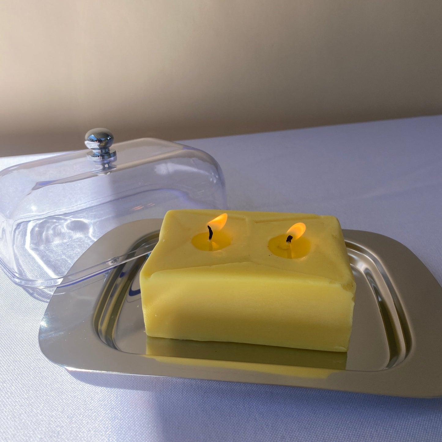 Butter Candle Farmers Markets Scandles Yellow Unscented (Natural Soy) + Butter dish & lid