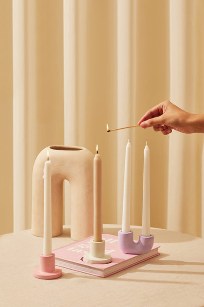 Nordic U-Shaped Concrete Candle Holder Set | Purple Candle Holders Casa Amarosa