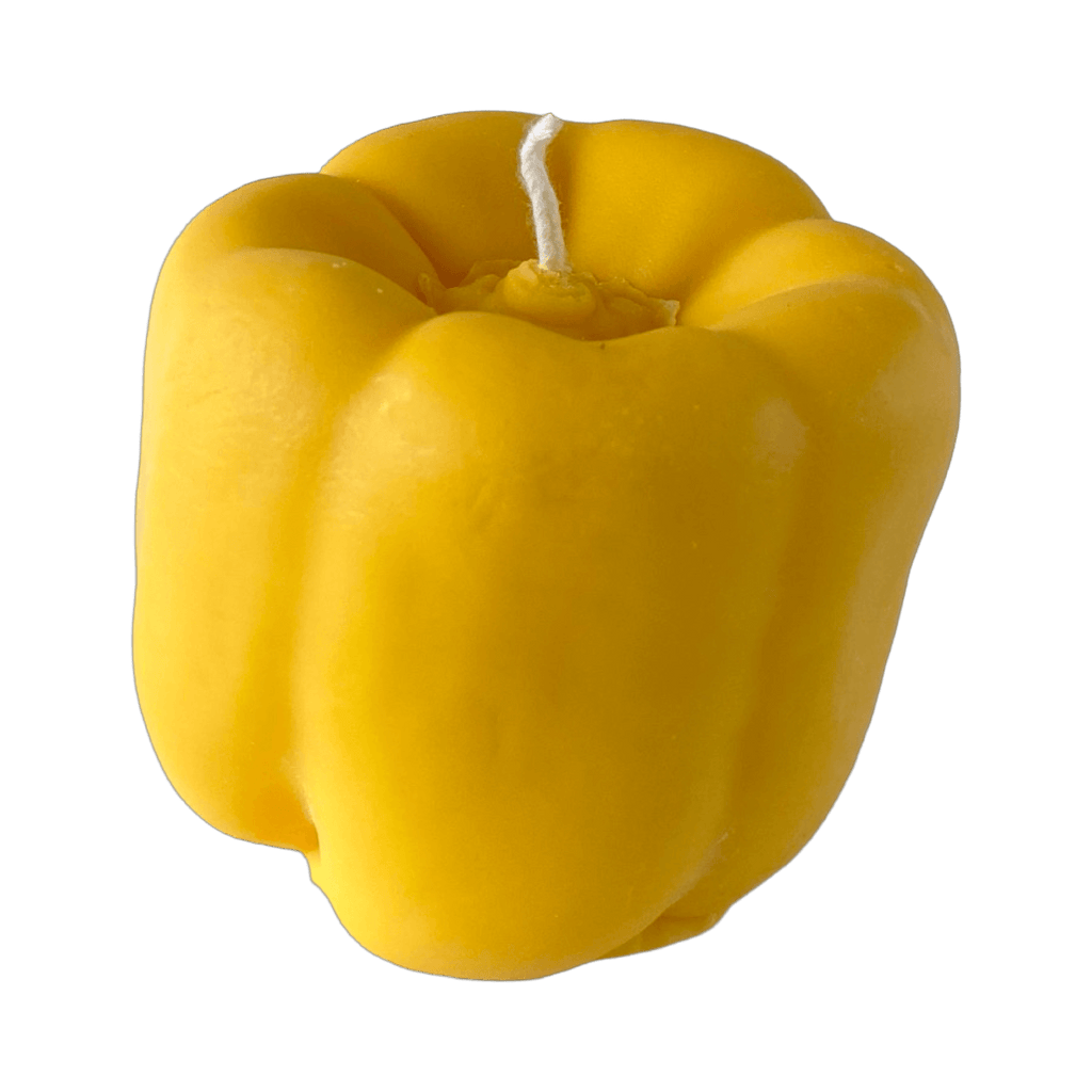 Bell Pepper Candle - Yellow, artisan handcrafted decor, perfect for adding veggie vibes to any space.