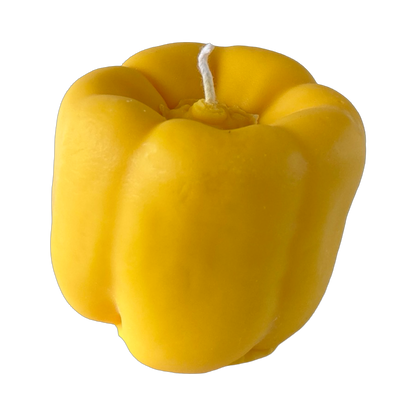 Bell Pepper Candle - Yellow, artisan handcrafted decor, perfect for adding veggie vibes to any space.