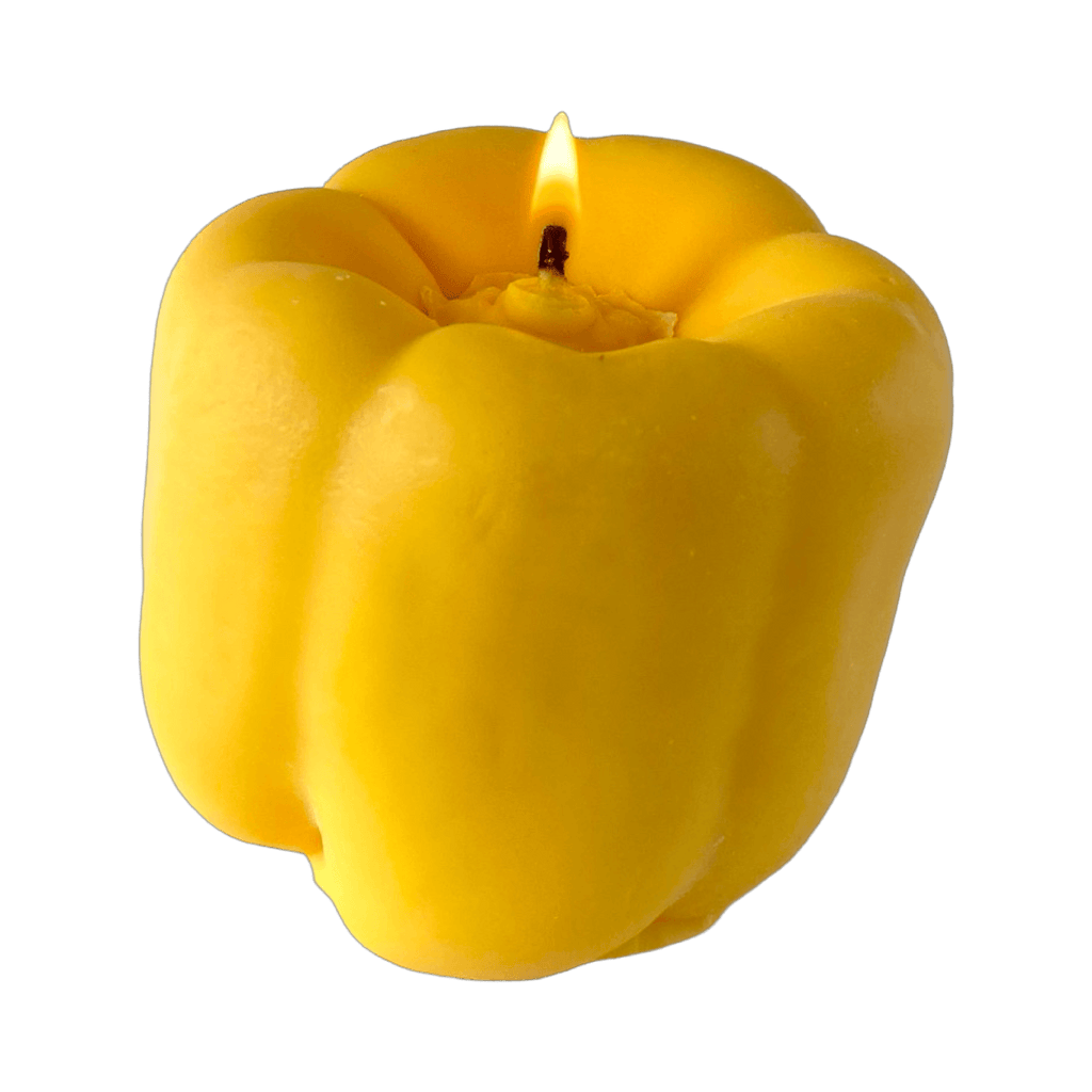 Bell Pepper Candle - Yellow, handcrafted artisan decor candle perfect for a veggie-inspired aesthetic.