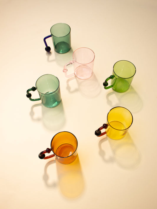 Colored Handblown Drinkware Mug | Set of 4 | Amber Mug Casa Amarosa