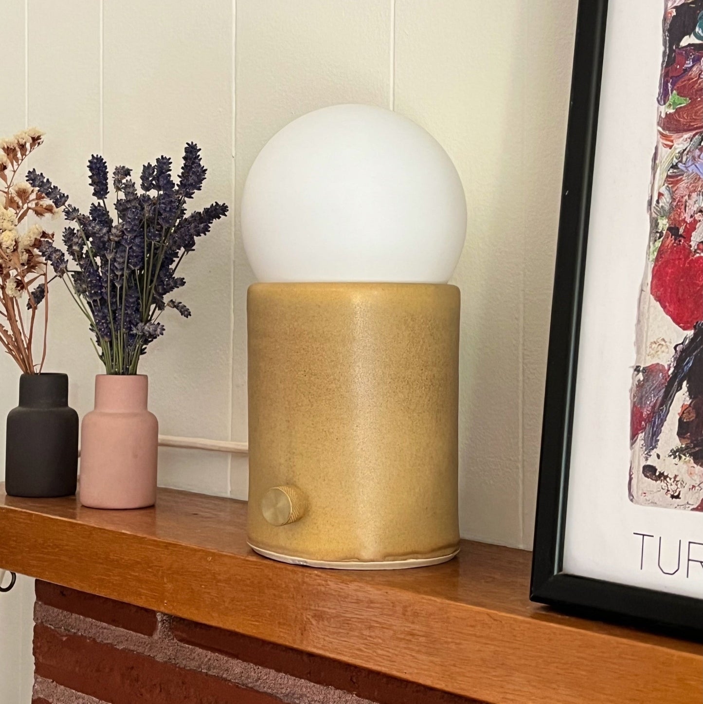 Mini Pillar Lamp in Coffee | Handcrafted Ceramic Lamp