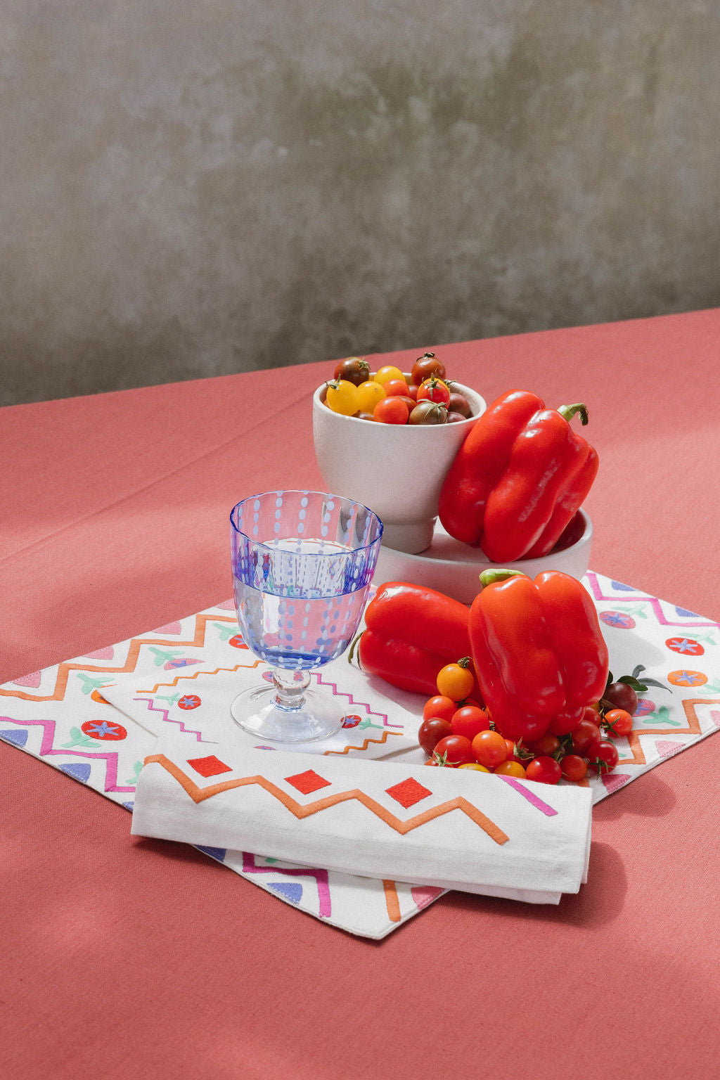 Tropical ZigZag Embroidered Cotton Placemats (Set of 4)