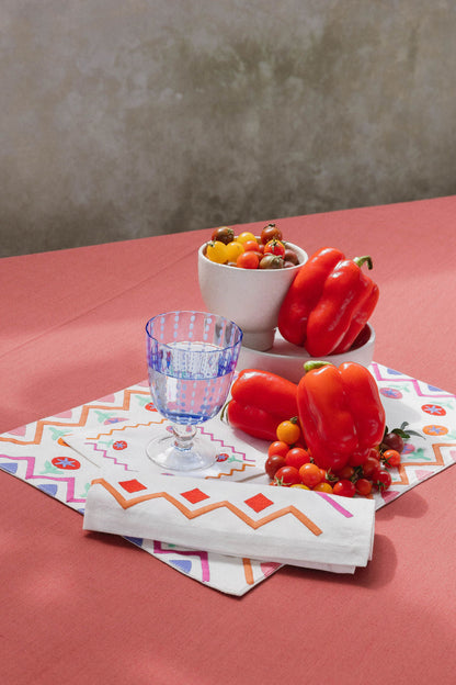 Tropical ZigZag Embroidered Cotton Placemats (Set of 4)