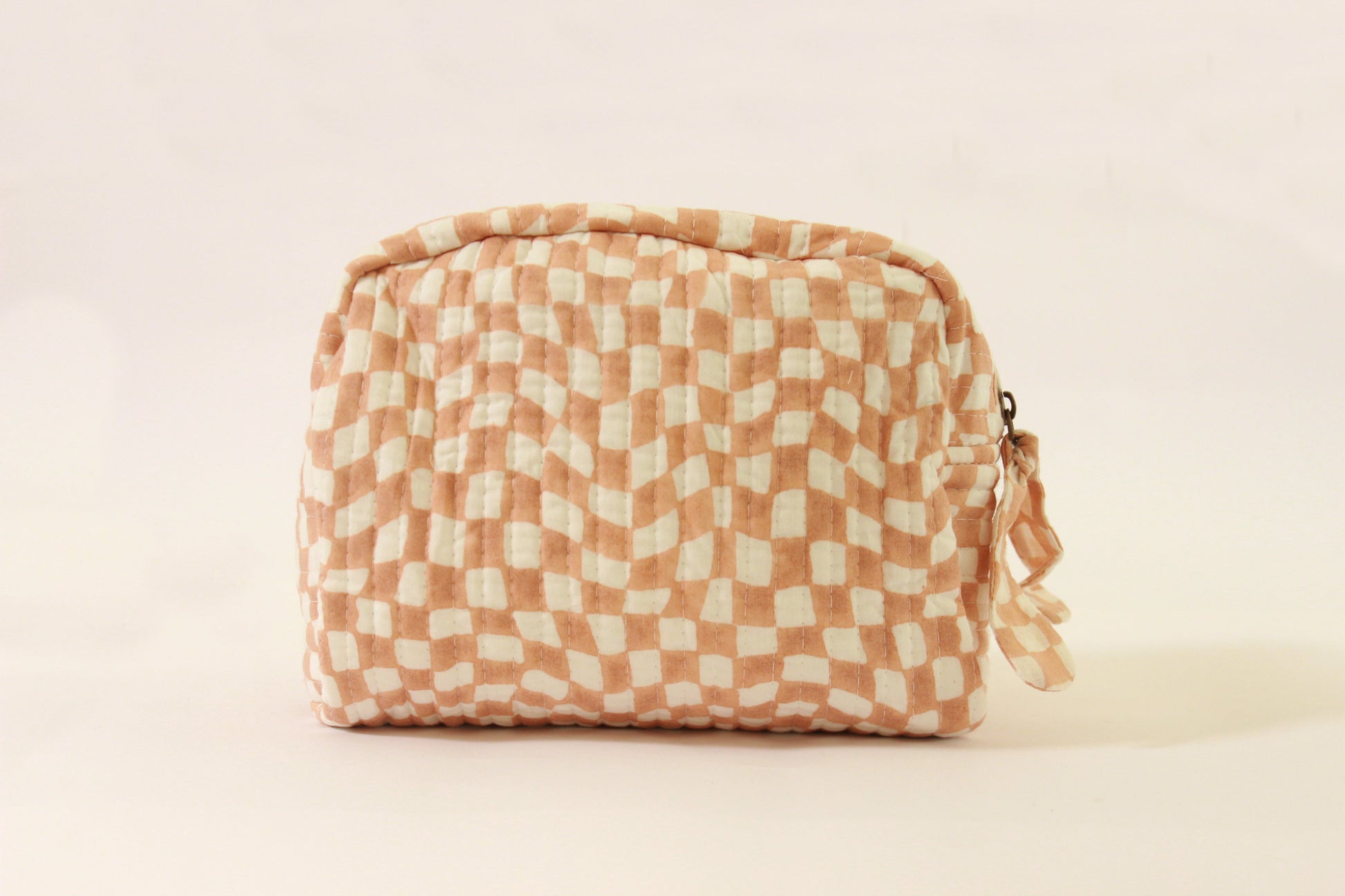 Handmade Quilted Travel Pouch | Mid-Century Peach pouch Casa Amarosa