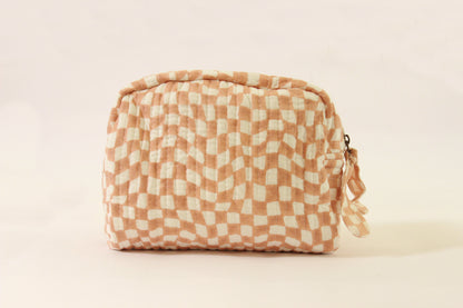 Handmade Quilted Travel Pouch | Mid-Century Peach pouch Casa Amarosa