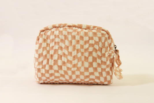 Handmade Quilted Travel Pouch | Mid-Century Peach pouch Casa Amarosa