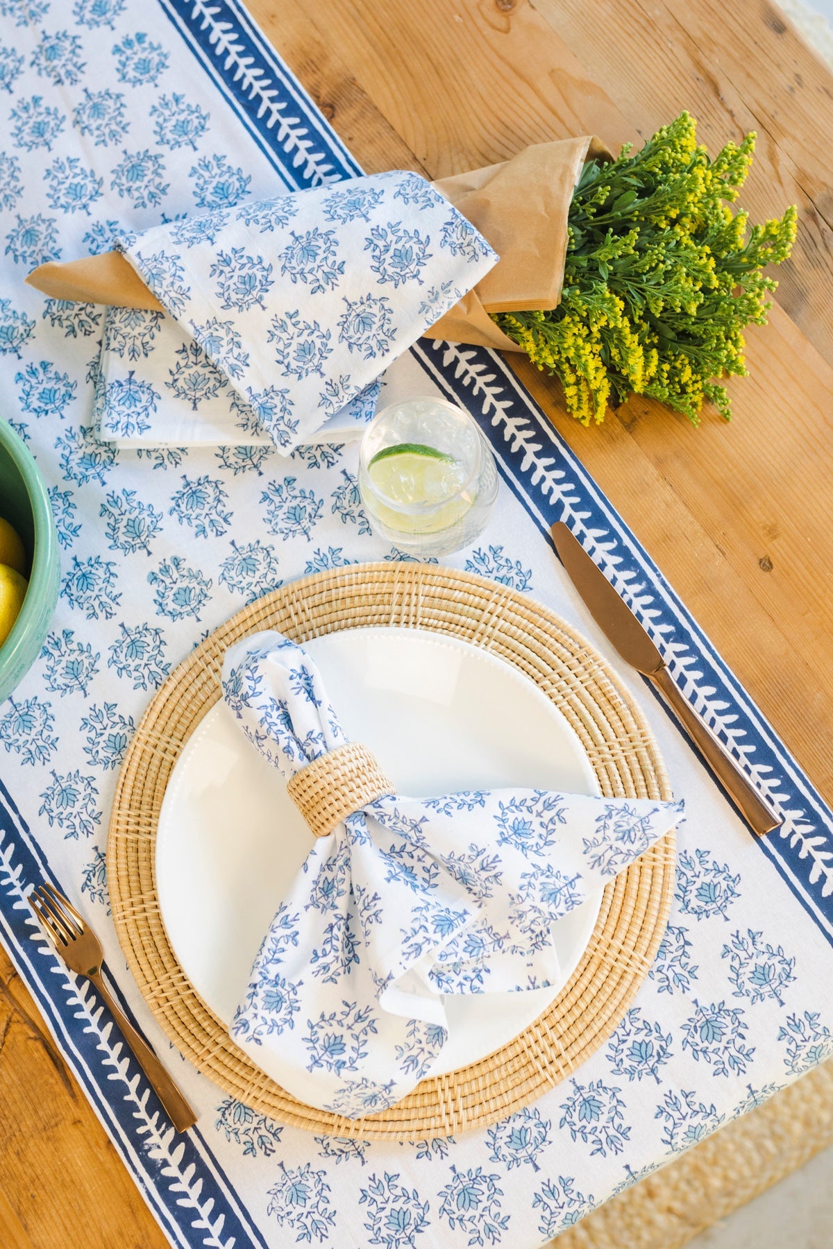 Lotus Table Runner | Uniform Blue & Navy The Mended Company