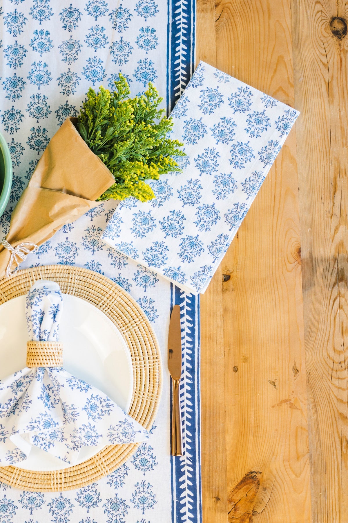 Lotus Table Runner | Uniform Blue & Navy The Mended Company
