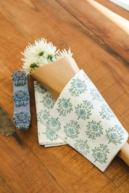 Tea Towel | Lotus, Sage & Uniform Blue The Mended Company