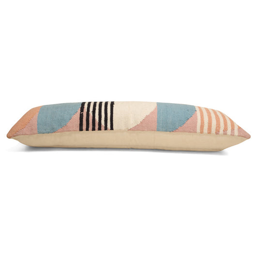 Handmade Circle Geo Lumbar Pillow | Multi Blue Cushion Casa Amarosa