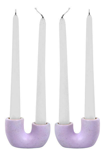 Nordic U-Shaped Concrete Candle Holder Set | Purple Candle Holders Casa Amarosa