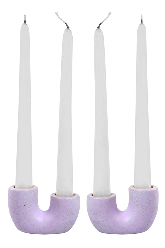 Nordic U-Shaped Concrete Candle Holder Set | Purple Candle Holders Casa Amarosa