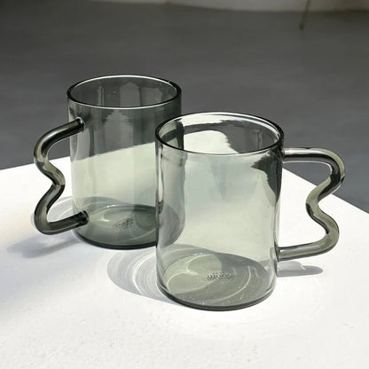 Swirl Glass Cup | Set of 4 | Grey cups Casa Amarosa