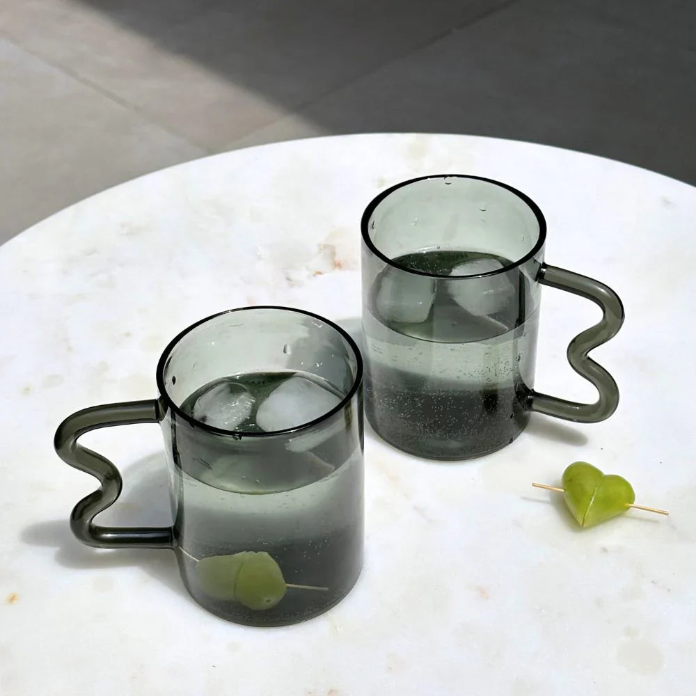 Swirl Glass Cup | Set of 4 | Grey cups Casa Amarosa