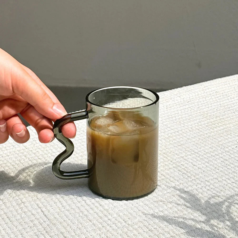 Swirl Glass Cup | Set of 4 | Grey cups Casa Amarosa