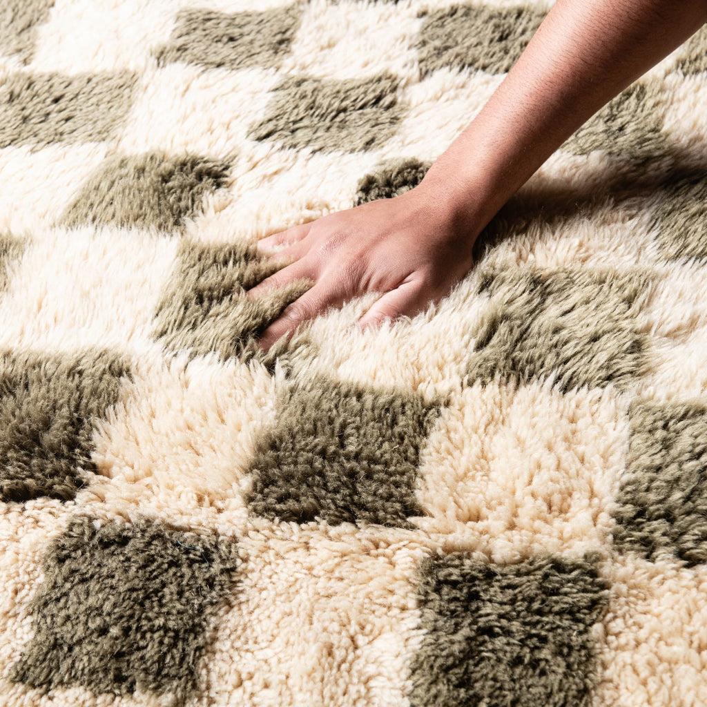 Checkered Garden - Luxury Shag Moroccan Rug mrirt rug Benisouk