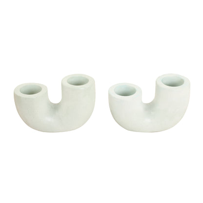 Nordic Style U-Shaped Concrete Candle Holder | Light Green