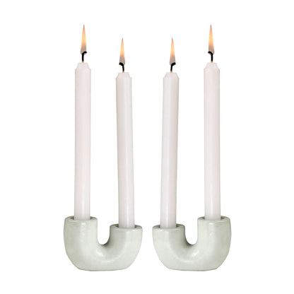 Nordic Style U-Shaped Concrete Candle Holder | Light Green