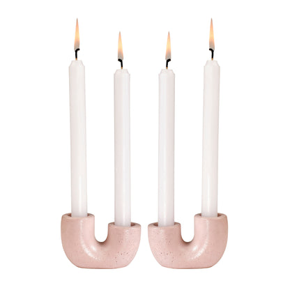 Nordic Style U-Shaped Concrete Candle Holder | Pink
