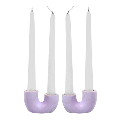 Nordic U-Shaped Concrete Candle Holder Set | Purple