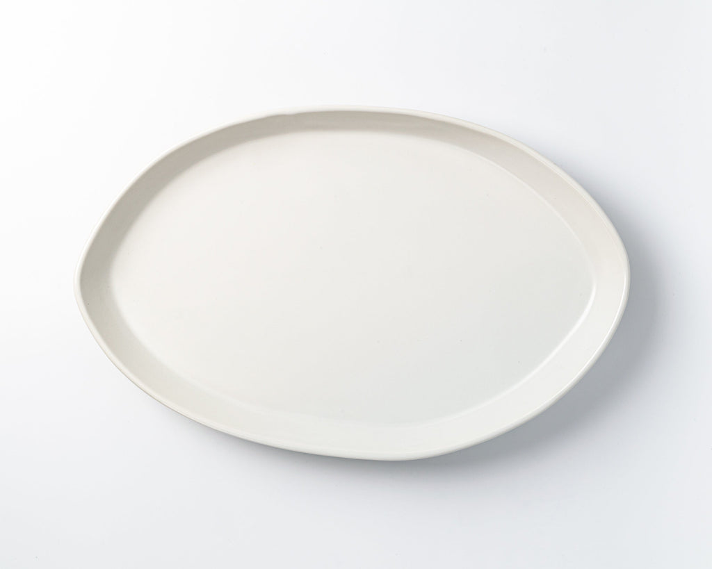 Porcelain Oval Platter Serving Haand Matte White