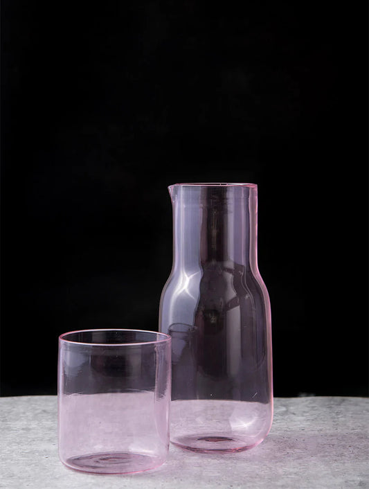 Handcrafted Glass Carafe | Pink carafe Casa Amarosa