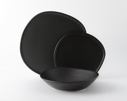 3 Piece Ripple Dinner Setting Set Haand Matte Black