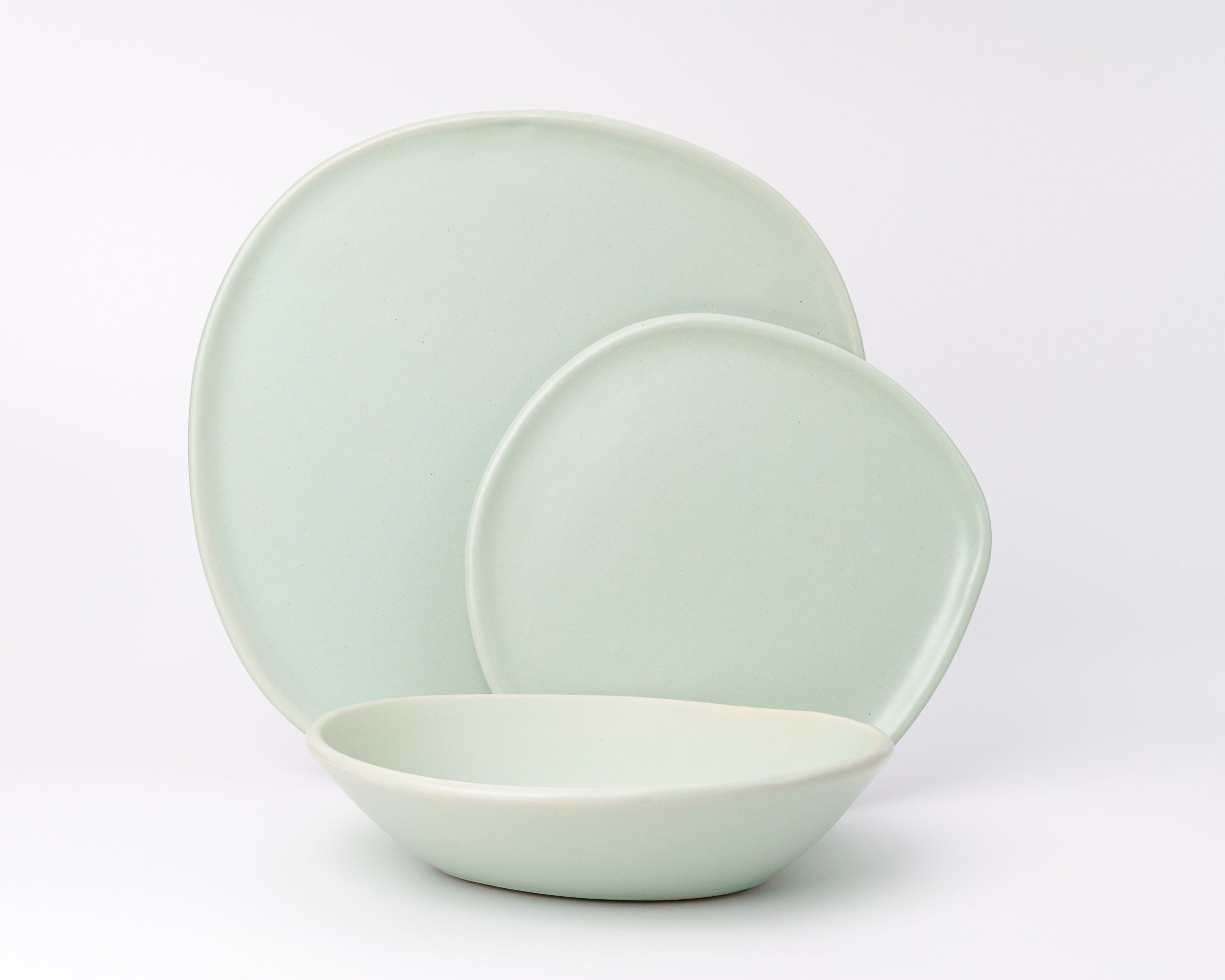 3 Piece Ripple Dinner Setting Set Haand Celadon