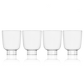 Four clear glass tumblers with metal bases on a white background, labeled 'Selling Fast'.