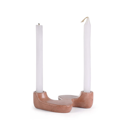 "S" Style Nordic Concrete Candle Holder | Set of 2 | Brown