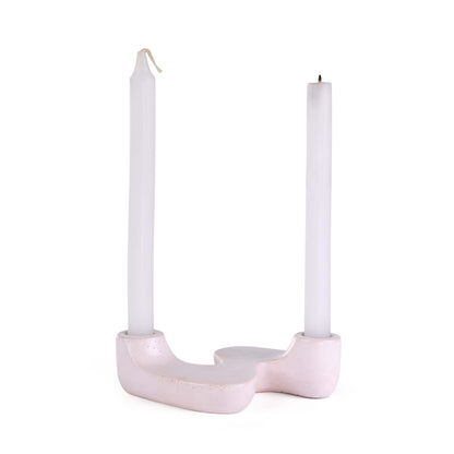 “S” Style Nordic Concrete Candle Holder | Set of 2 | Pink