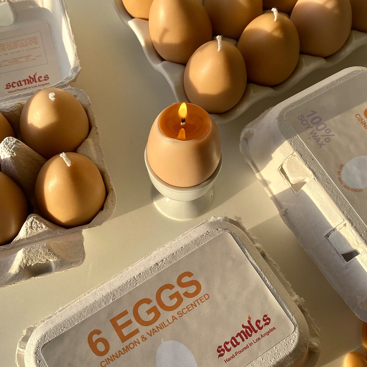 Egg Candle Set of 6 | Cinnamon & Vanilla Farmers Markets Scandles